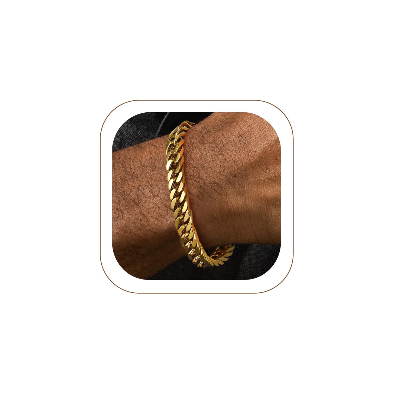 FaithHeart Mens Stainless Steel Cuban Link Bracelet
