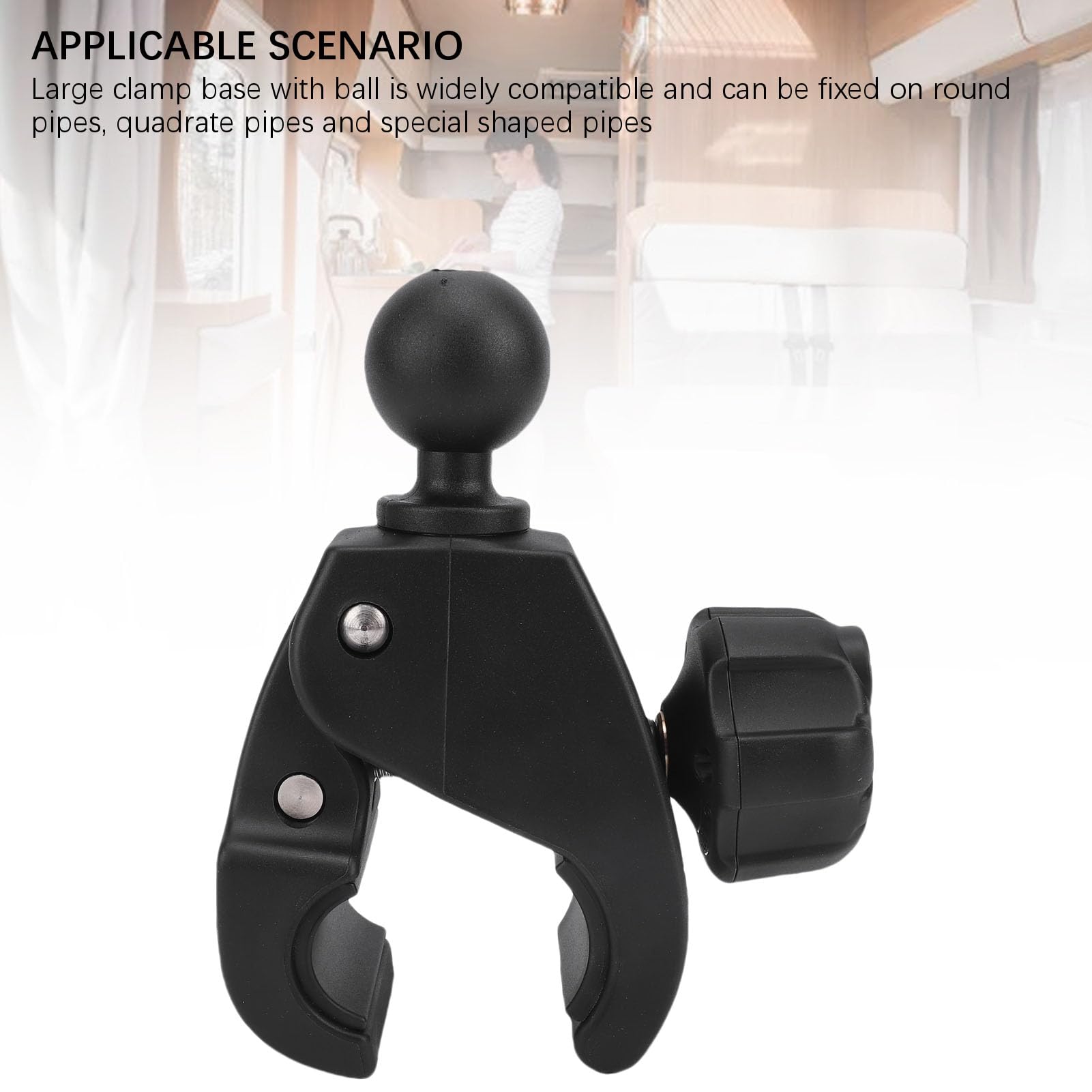 Base de Abrazadera Grande con Bola Segura y Estable para Montaje en Vehículo GPS Diseñada con Acolchado de Goma y Características Antirrobo