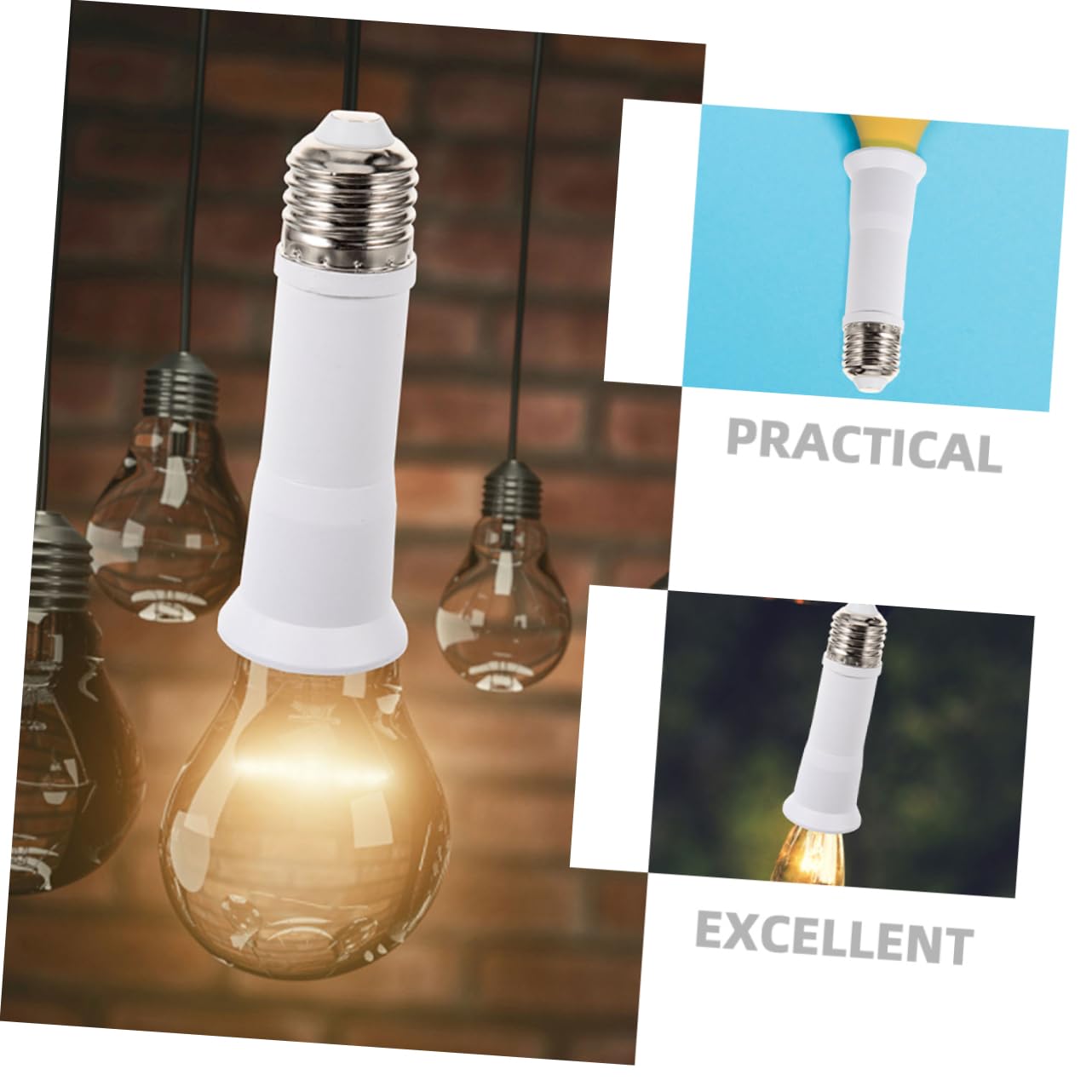 TOPBATHY 3 Set Adattatore Per Lampada Forniture Di Lampade Base Della Lampadina Adattatore Per Lampadina Presa Di Prolunga Della Lampadina Estensione Presa Luce Metallo Bianca 4 Pezzi * 3