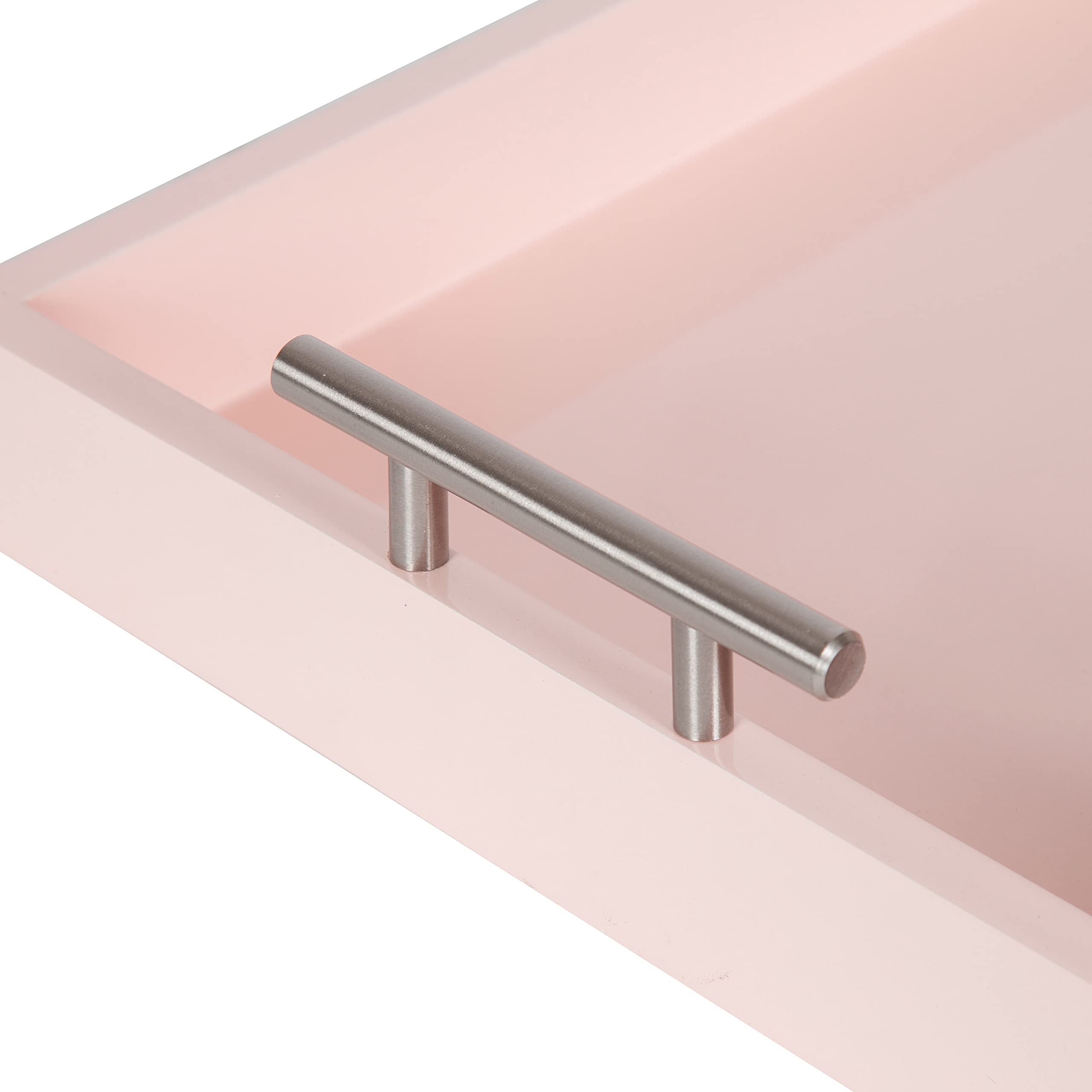 Kate and Laurel Lipton Modern Rectangular Tray, 16 x 12.25, Pink and Silver, Decorative Accent Tray for Storage and Display