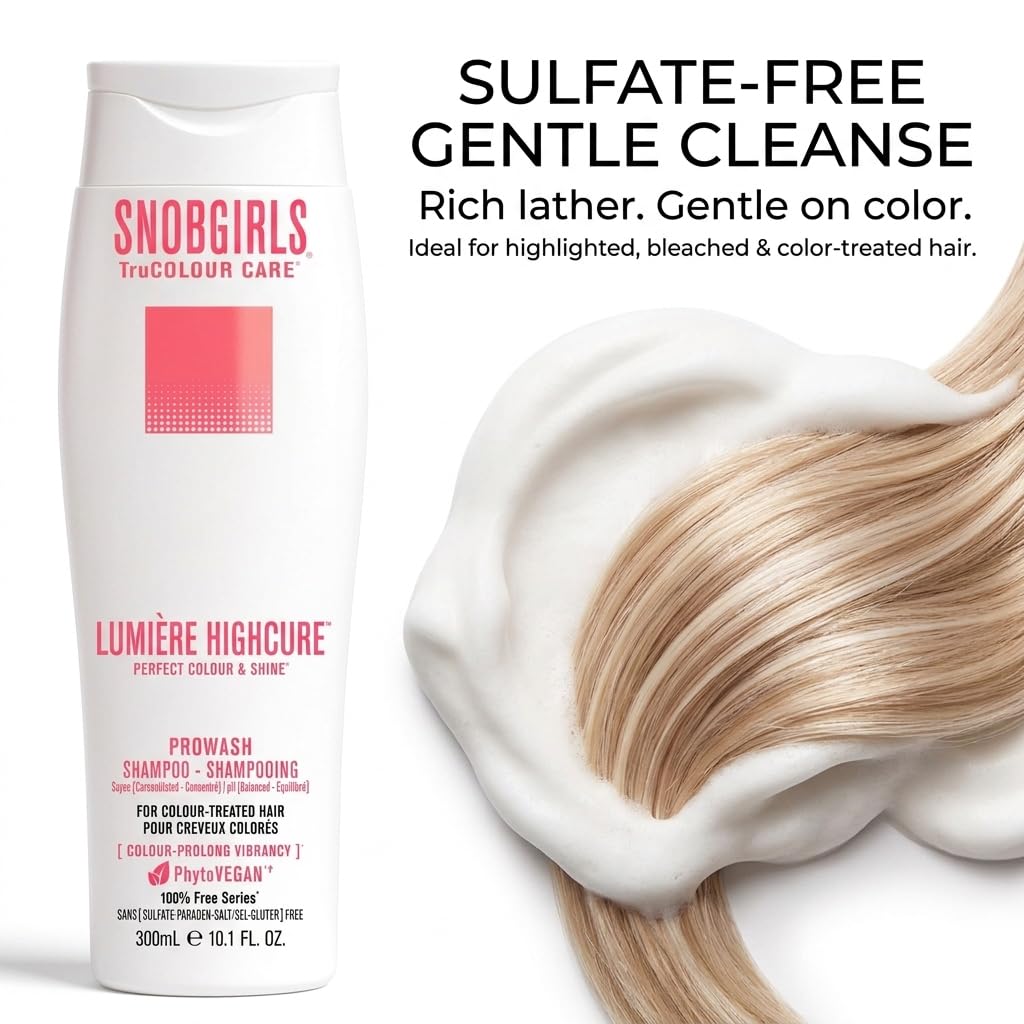 Color-Perfecting Shampoo for Highlighted & Bleached Hair – SNOBGIRLS LUMIÈRE HIGHCURE – Vegan, Sulfate-Free with TruColor Care™ [Radiance & Repair] – 33.8 fl oz