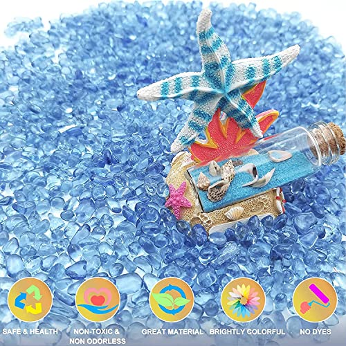 Image of Keedolla Aquarium Sea Glass Stones, 0.93LB Clear Glass Pebbles Marble Aquarium Fish Tank Rocks Gravel for Turtle Tank, Vase Fillers, Christmas Decoration - Light Blue