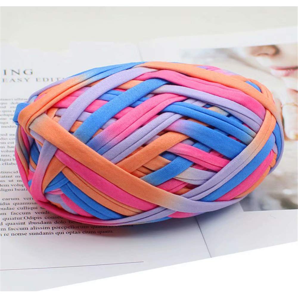 1 PCS Colorful T-Shirt Yarn Knitting Yarn Fabric Crochet Cloth for DIY Knitted Fabric Art (#57 Multi-Colored)
