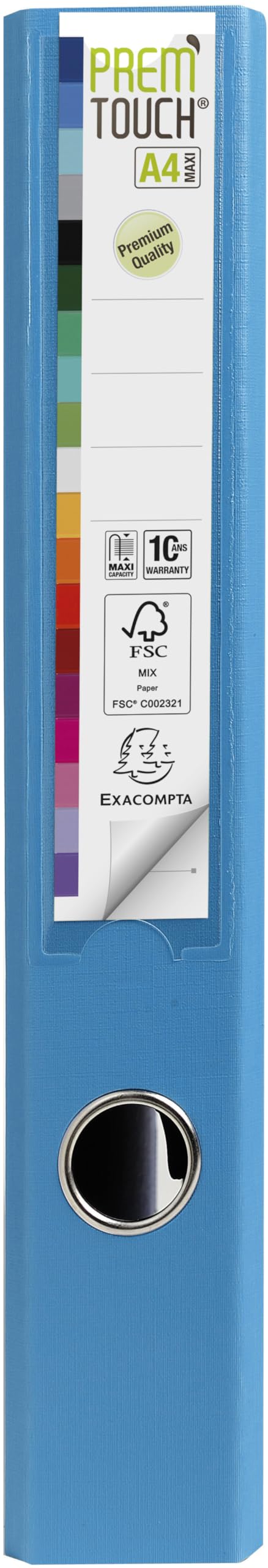 Exacompta 53102E 10er Pack 10er Pack Premium Kunststoff-Ordner Prem´Touch. 5 cm schmal DIN A4 MAXI Ringordner Aktenordner Briefordner Büroordner Plastikordner Schlitzordner hellblau
