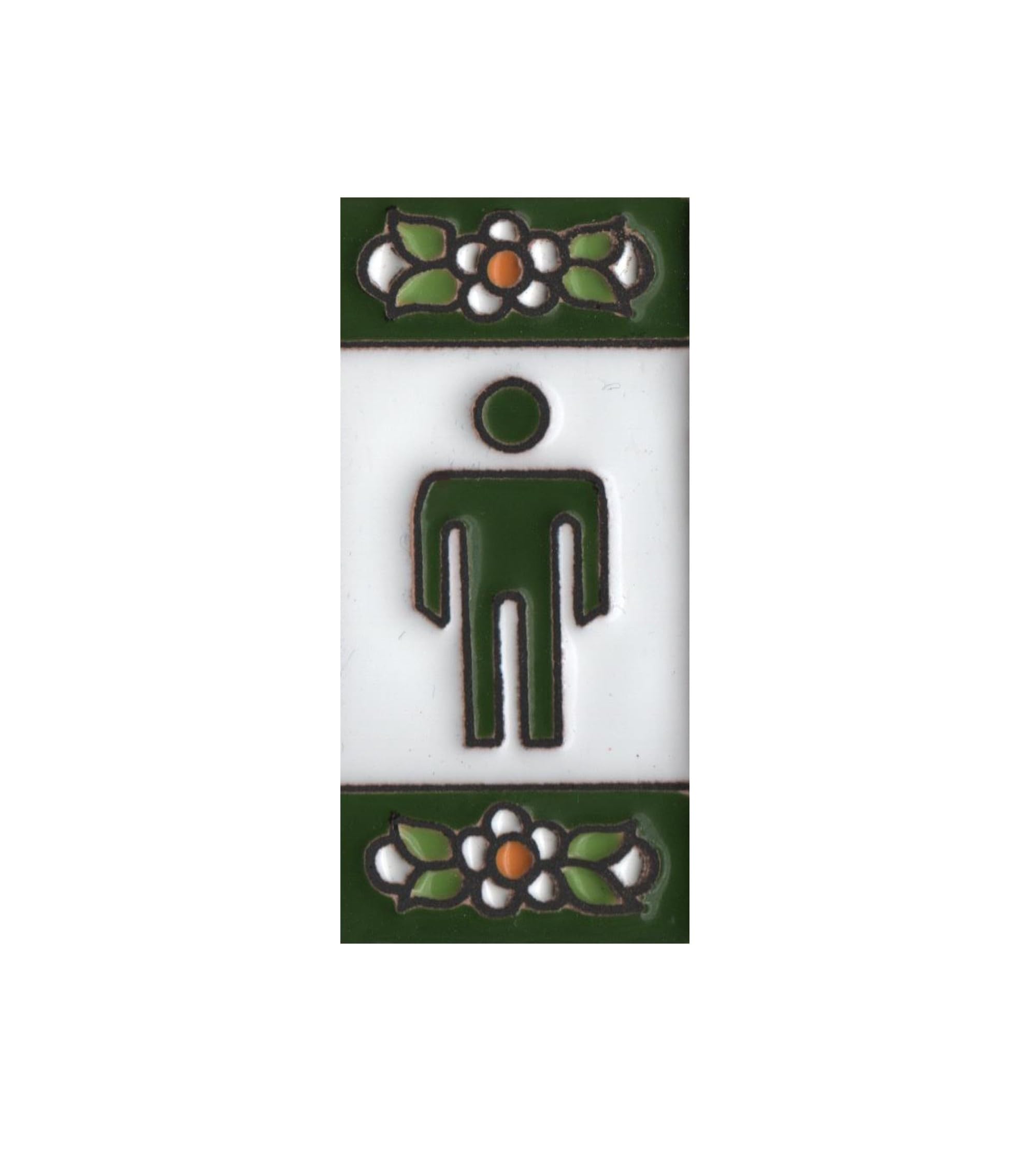 Ceramic House Tile Numbers & Letters, Green Floral Design, Tile Size: 7.5cm x 3.5cm, 2 to 10 Tile Frames (Male) โ image 1