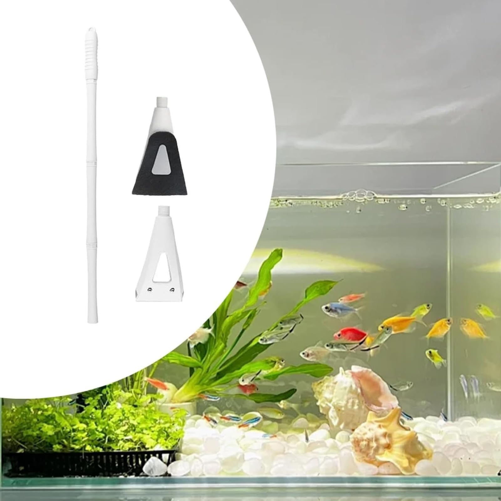 Set di attrezzi per la pulizia dello sporco del serbatoio dei pesci, rete da pesca ergonomica multifunzione, spazzola per acquario, kit di strumenti per la manutenzione dell'erba acquatica, 2