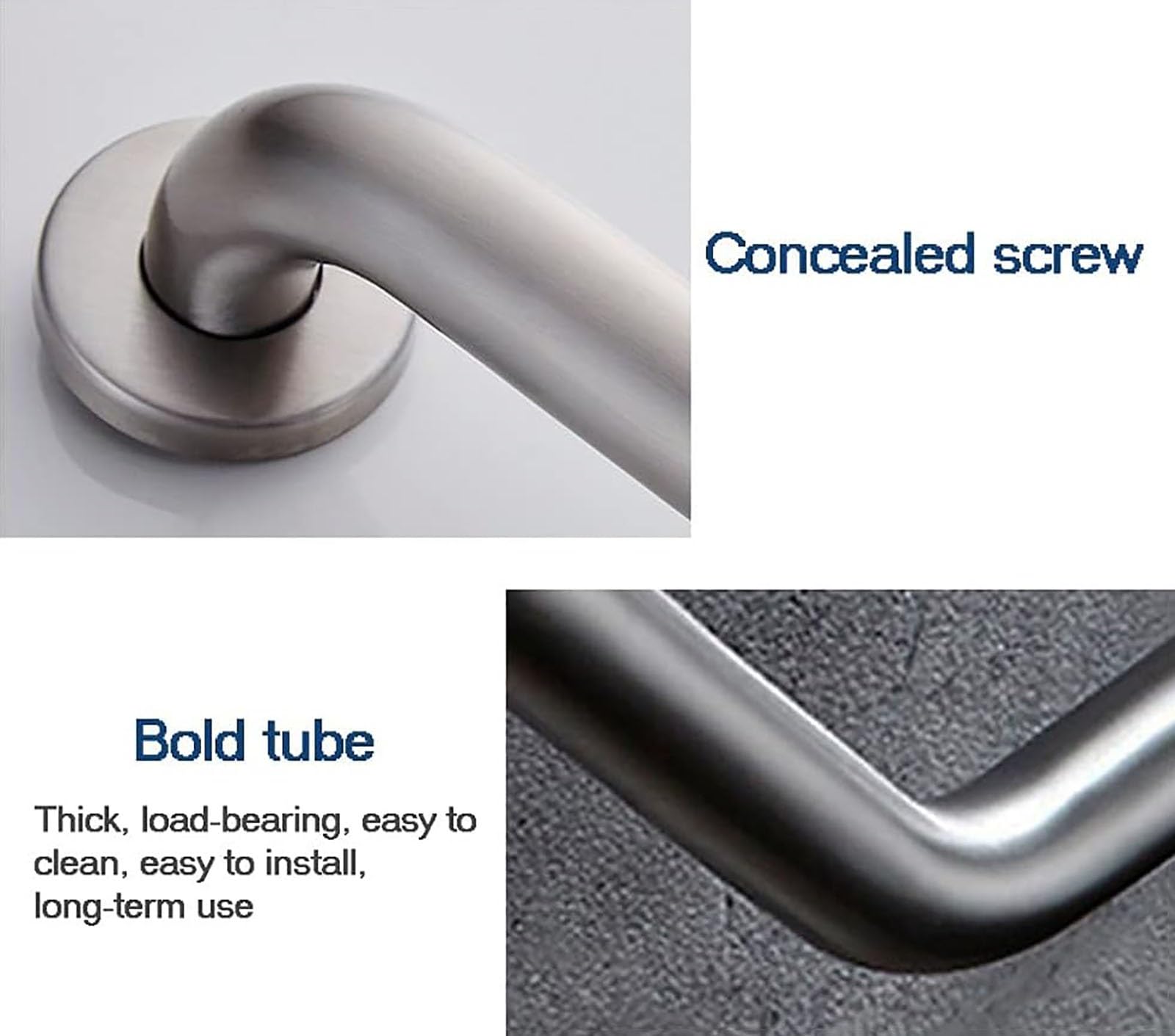 Barra de Seguridad para Baño, Asidero de Acero Inoxidable para Ducha, Barra de Equilibrio para Baño, Soporte de Seguridad para Barandilla de Pared, Asidero de Ayuda para Minusválidos y Ancianos (Size