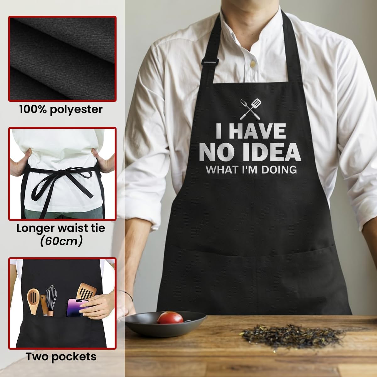 SANDJEST Funny Apron for Dad - Birthday Father’s Day Cooking Grilling Gifts for Mens - Image 2