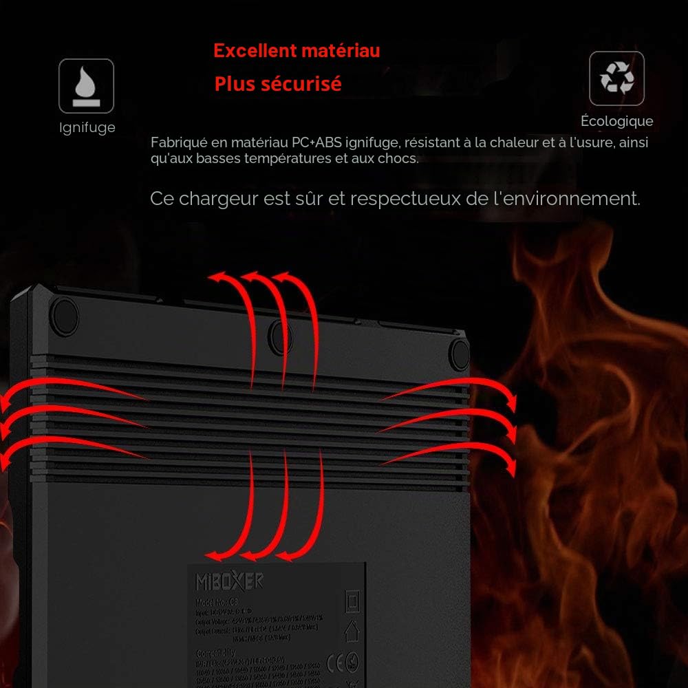 Chargeur de Batterie 18650, Chargeur de Batterie MiBOXER 8 Baies avec Écran LCD Automatique, Charge Rapide Li-ION LiFePO4 Ni-MH Ni-CD AA AAA C 21700 26650 13650 16340 18350 18700 RCR123