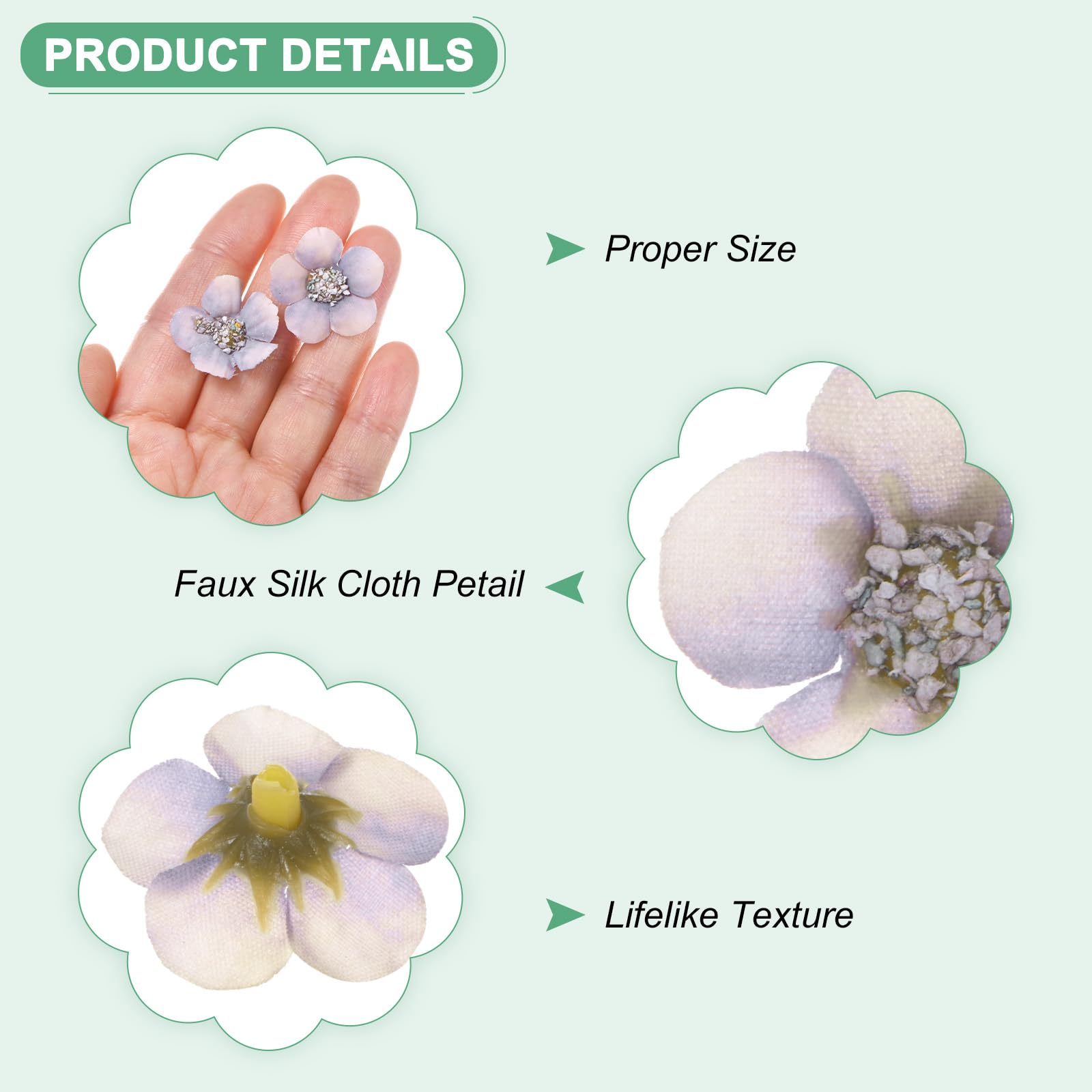 M METERXITY 50-Pack Artificial Flower Heads, Small Silk Faux Daisy Flowers for Wedding/Garland/Hat/Shoes/Party Decoration - Image 2