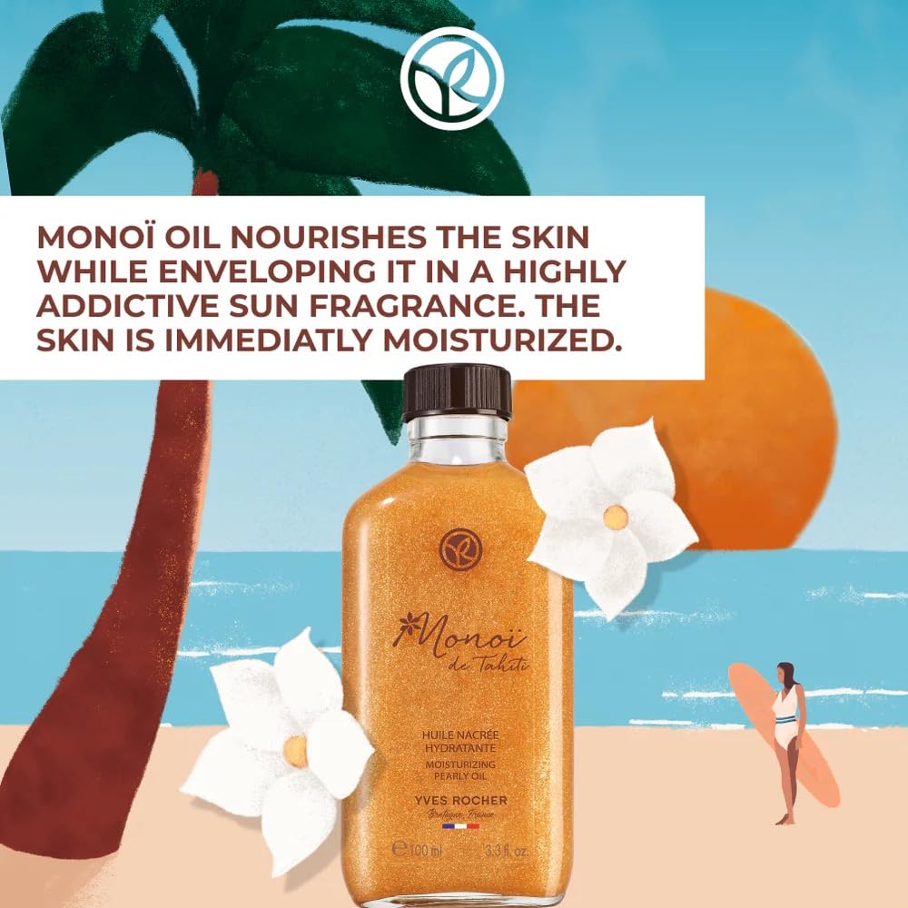 Yves Rocher Monoï de Tahiti Shimmering Body Oil, 3.3 fl oz