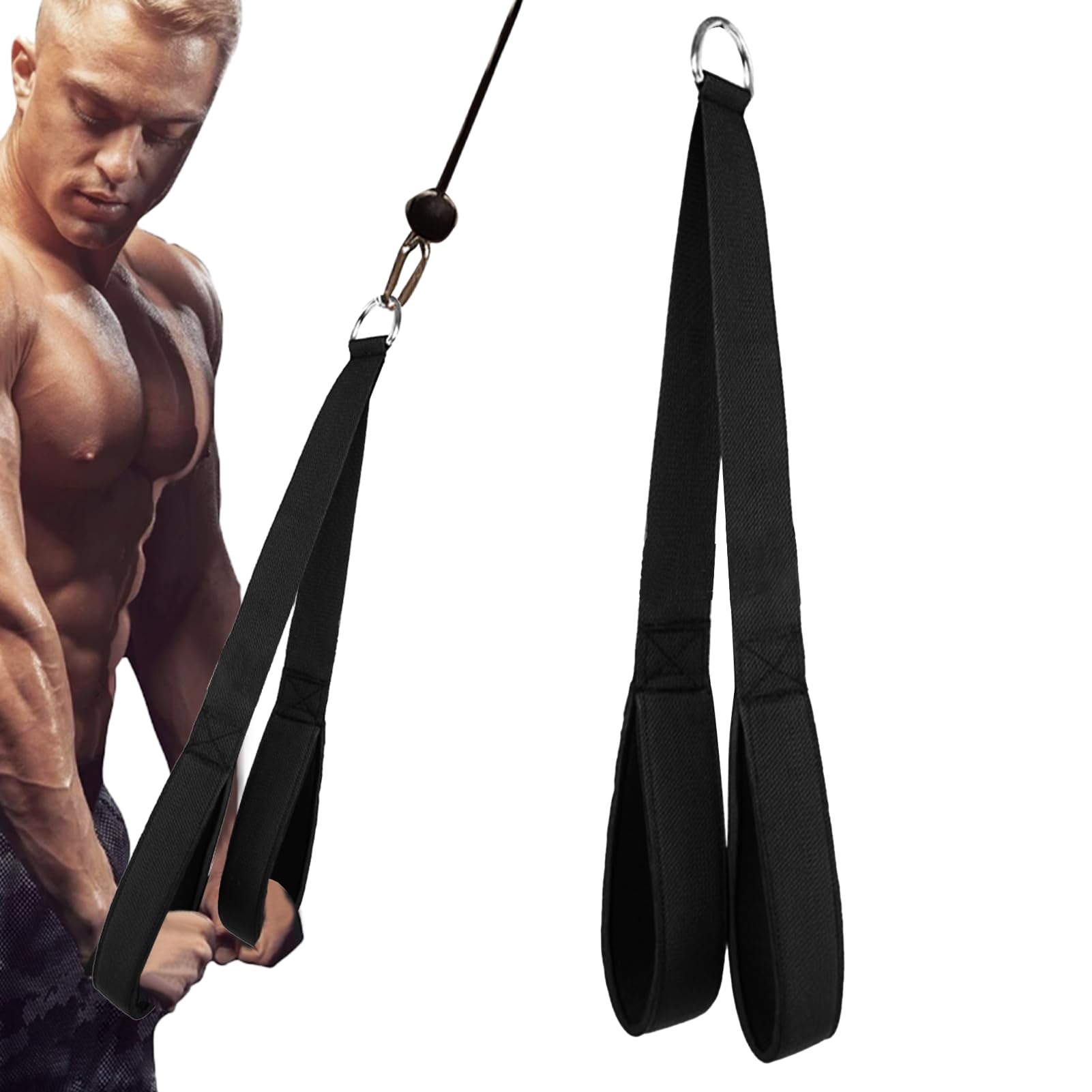 Corde Pour Triceps, Accessoire De Musculation, Poignées Néoprène Antidérapantes, Coutures Renforcées, Anneau D, Légère, Pour Pompes Et Extensions