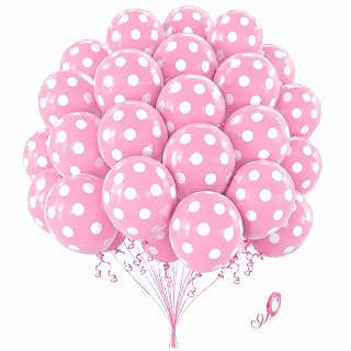 AMFIN® 12 Inch (Pack of 30) Polka Dot balloons/Birthday Party Decoration Material - Pink