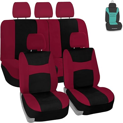 Miniatura 10 de Juego de funda para asiento bolsas de aire de tela negra ligera y fresca FH Group FH-FB030115-SEAT lista para separar se ajusta a la mayoría de