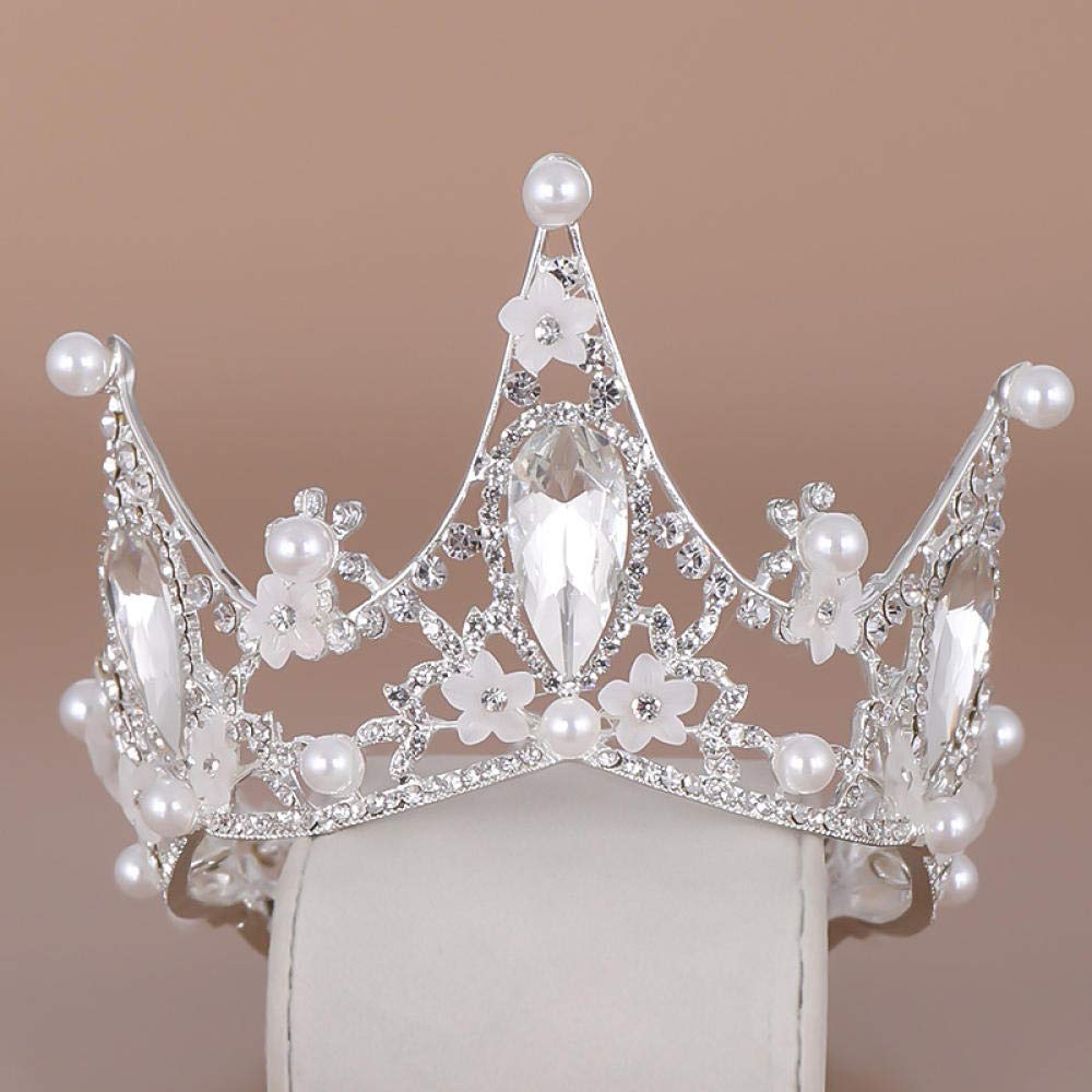 Tiara Aleación Rhinestone Nupcial Diadema Corona Full Circle Pearl Silver Princess Simple Moda Mujer Boda Boda Accesorios De Cabello Retro Parte Regalos
