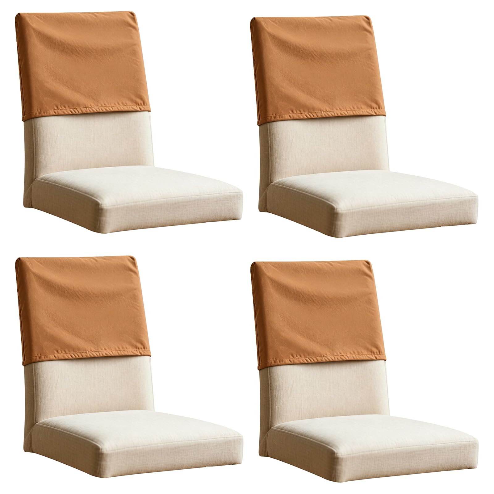 Foppla 4Pcs Dining Chair Back Covers Elastic Polyester Chair Back Protective Cover Dustproof Backrest Slipcover Grey/Black for Home Office(coffee-M-4) — image 1