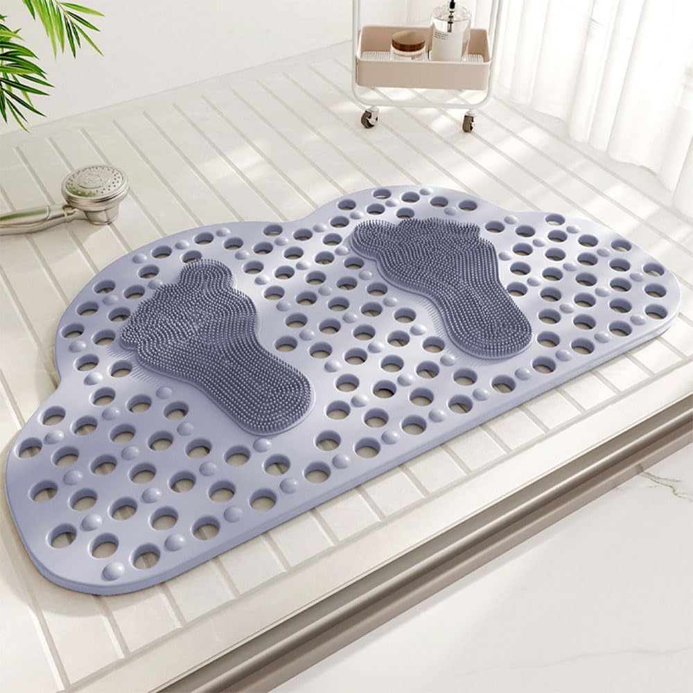 Cloud-Shape Suction Cup Soft Bath Mat(Grey,40x70cm)