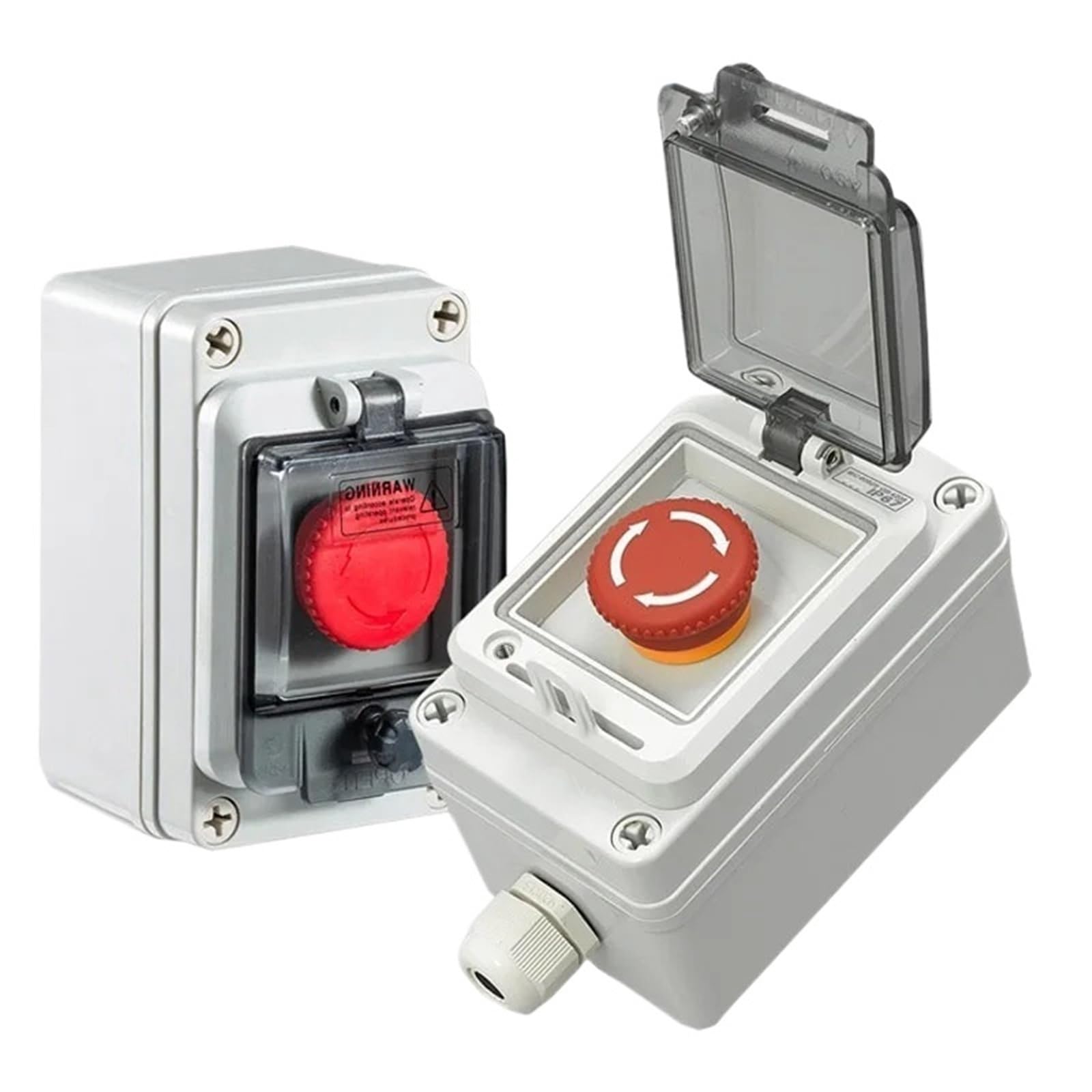 Caja de Control de parada de emergencia 1NO 1NC /2NC, interruptor de botón for exteriores, cinta de Cassette, 1 Uds.(2,2NC)