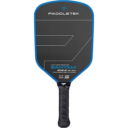 Paddletek Bantam GTO-C 14.3mm Hybrid Pickleball Paddle – Raw Carbon Fiber Face – Aerodynamic Tapered Shape – Polymer Core – 16.25" x 7.75" – 5.5” Handle – UPA-A & PBCoR .43 Certified – Made in USA