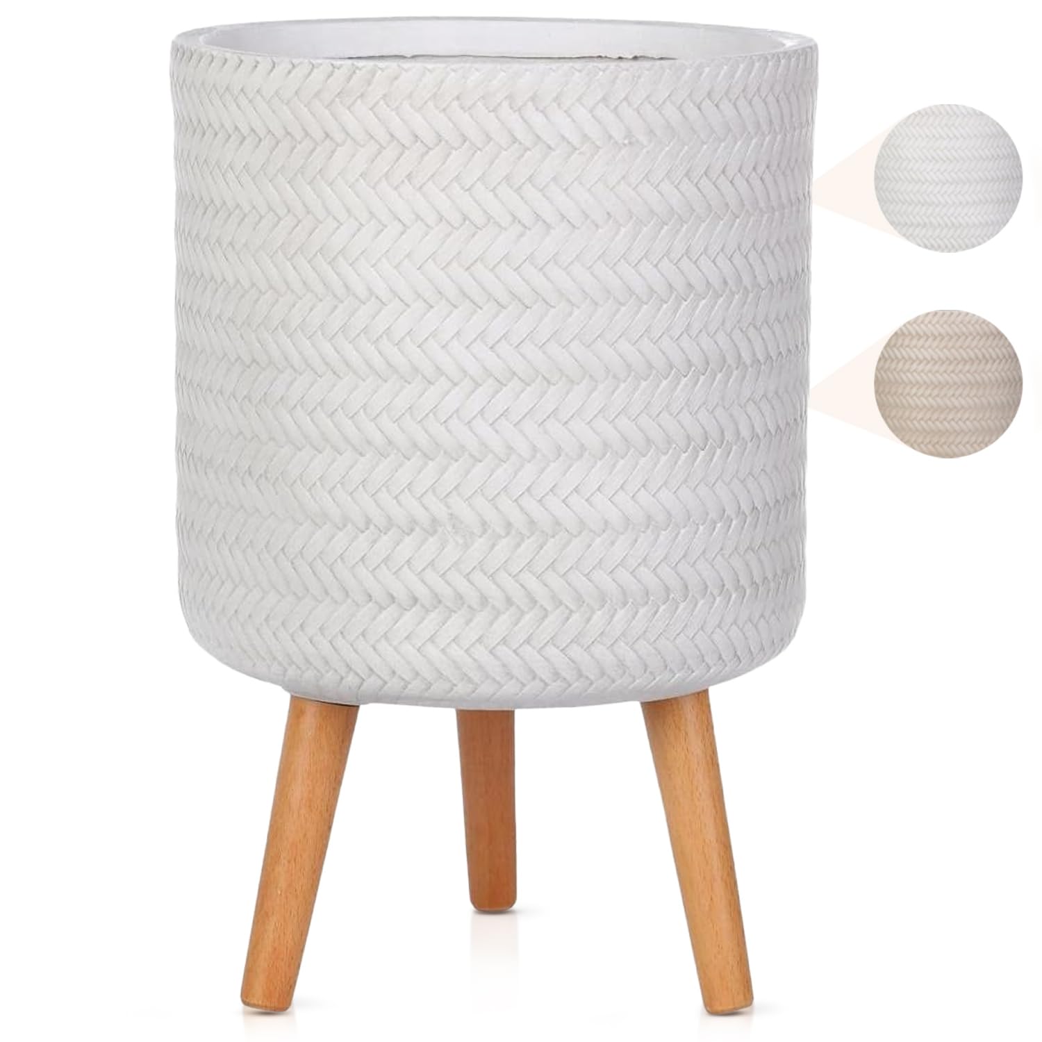 IDEALIST Plant Pots 26cm Indoor Plant Pot, White Reinforced Stone, 15L