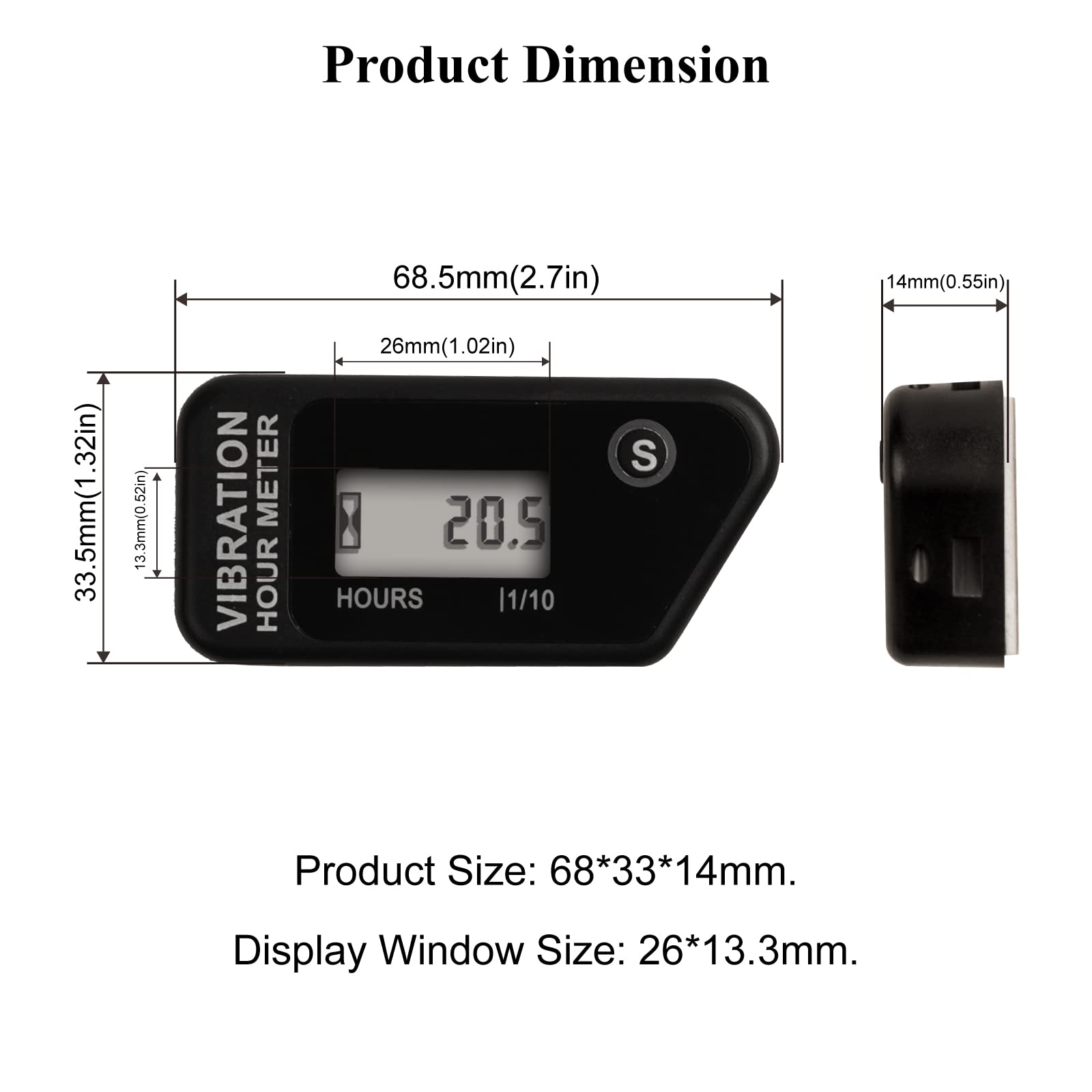 contaore digitale LCD senza fili menu di manutenzione design impermeabile contaore a vibrazione per ATV, rimorchi, moto, apparecchiature elettriche, tosaerba ecc.