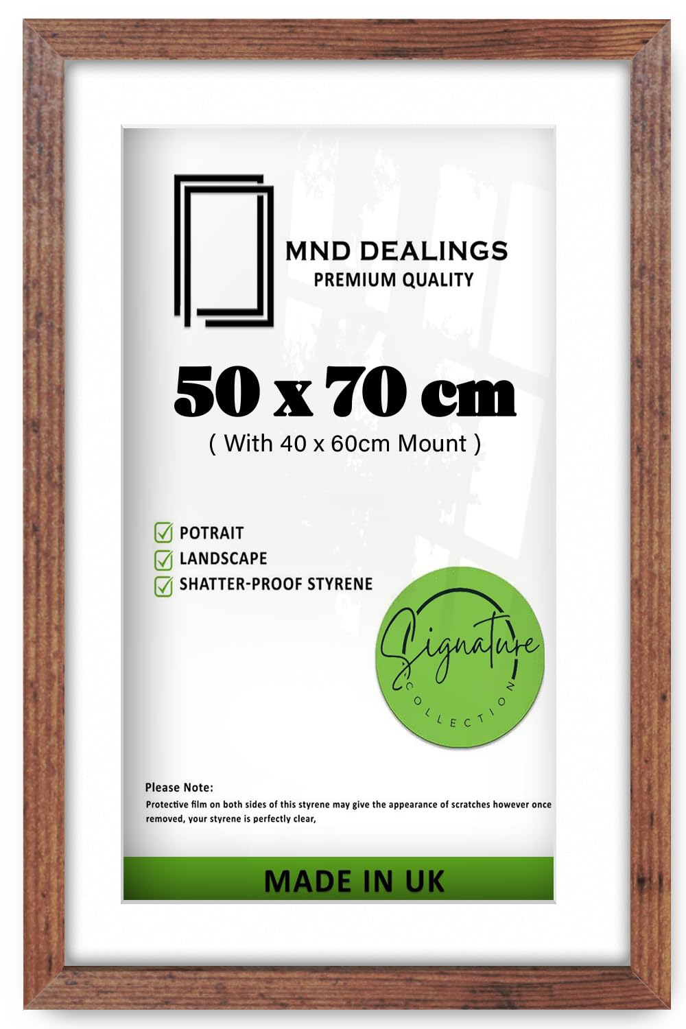 MND Dealings | MDF Artistic Wall Hanging Frame (50 x 70 cm) with 60 x 40 cm White Mount Modern Décor | 28 x 20 Diploma, Certificate, Photo, Picture Frame [ Rustic ] — image 1