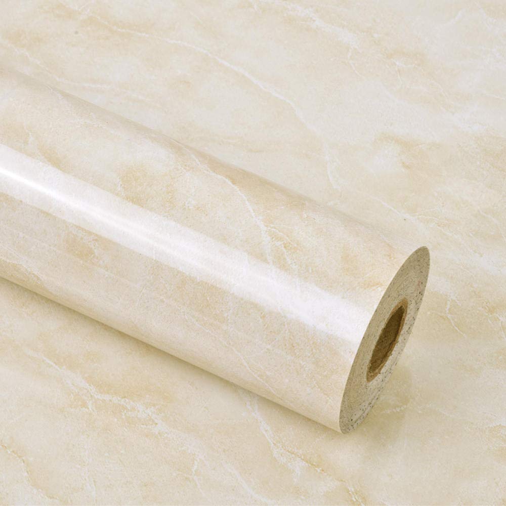 Autocollant marbre jaune et blanc pour meuble et bureau adhésif imperméable
