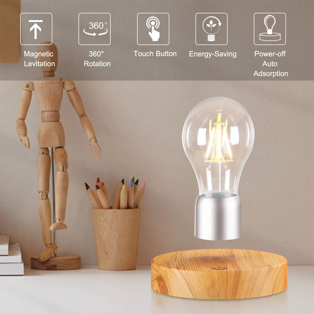 VGAzer Magnetic Levitating Floating Wireless LED Desk Lamp for Creative Gifts Room Decor, Night Light - Image 2