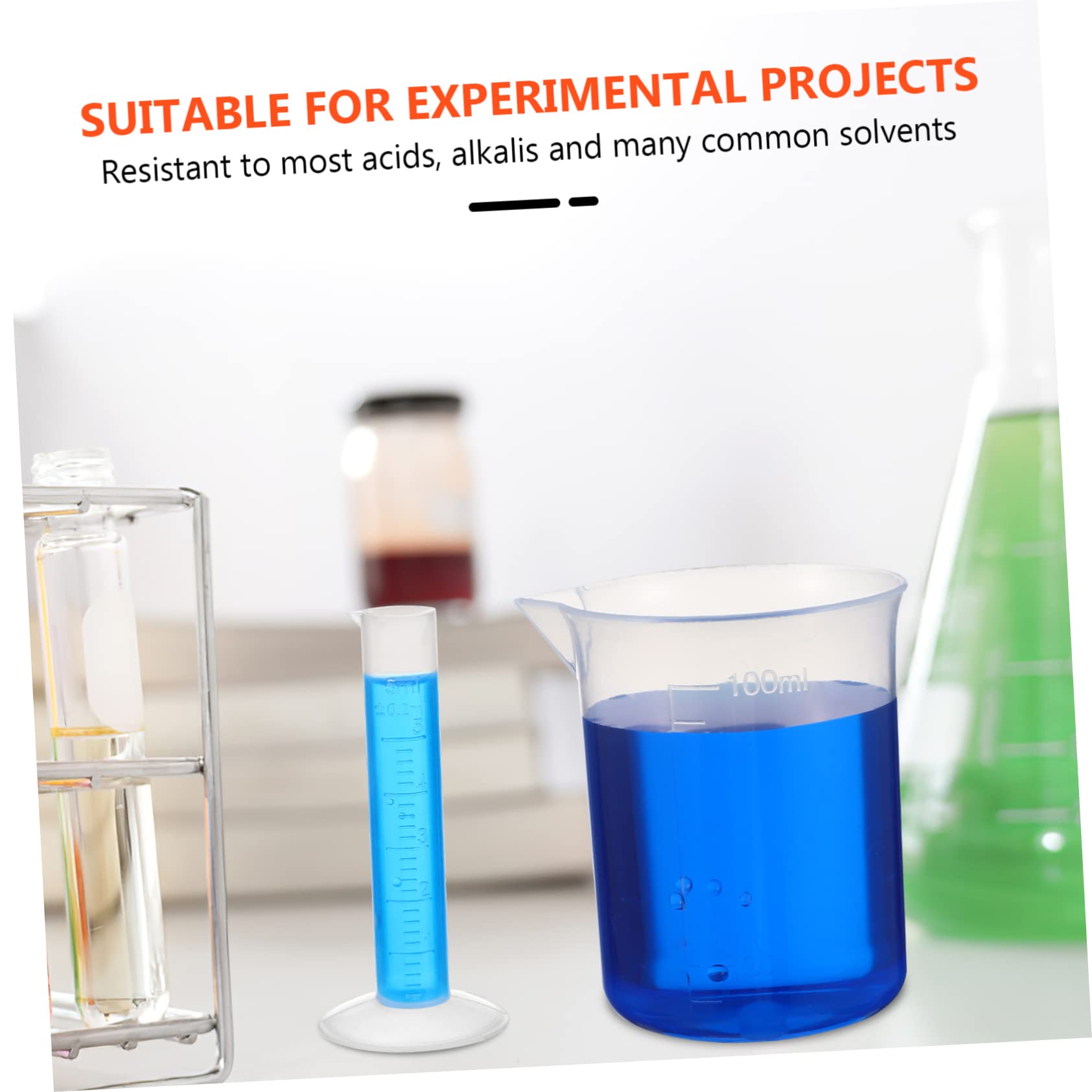 Zerodeko 3 Set Cilindri Graduati Trasparente con Becher Pipette e Spazzole per Provette Misurazione per Laboratorio