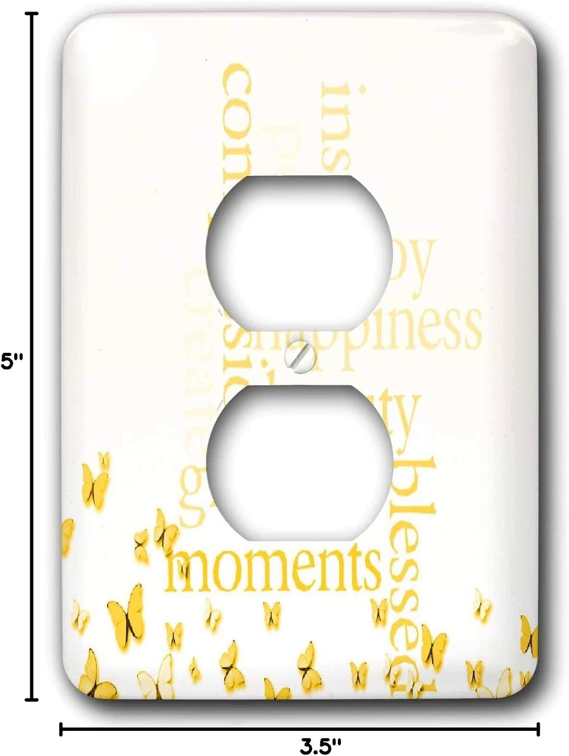 3dRose lsp_37942_6 Golden Butterflies Inspire Gratitude and Happiness- Motivational Art 2 Plug Outlet Cover