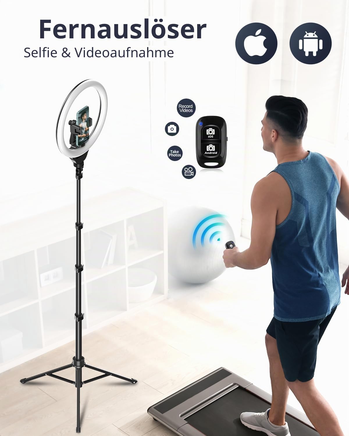 UBeesize Ringlicht mit Stativ, 12 Zoll Selfie Ringlicht mit 62 Zoll Stativ Ständer für Videoaufnahmen und Live Stream Berühren Kompatibel Handys, Kameras und Webcams