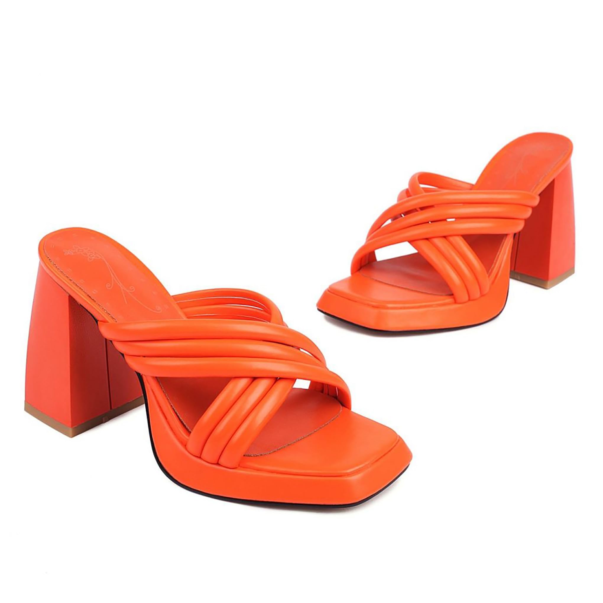 Bviennic Mujer Slides Block Tacon Alto Con Plataforma Moda Punta Abierta Sin Cordones Fiesta Sandals 0995, Talla 33.5-44