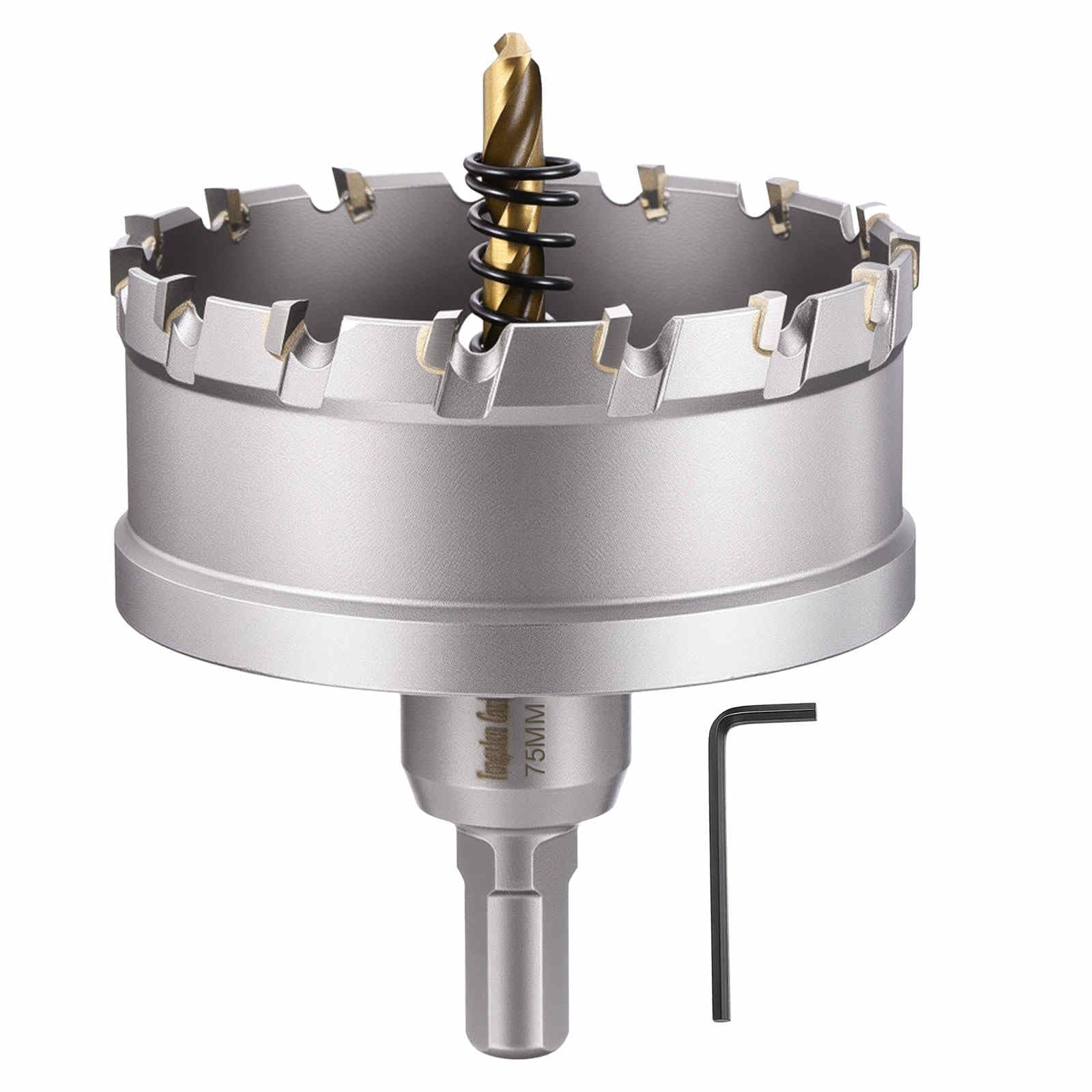 CoCud 2-61/64" (75mm) Hole Saw, Tungsten Carbide TCT Hole Cutters with Drill Bit, for Thick Hard Metal Stainless Steel