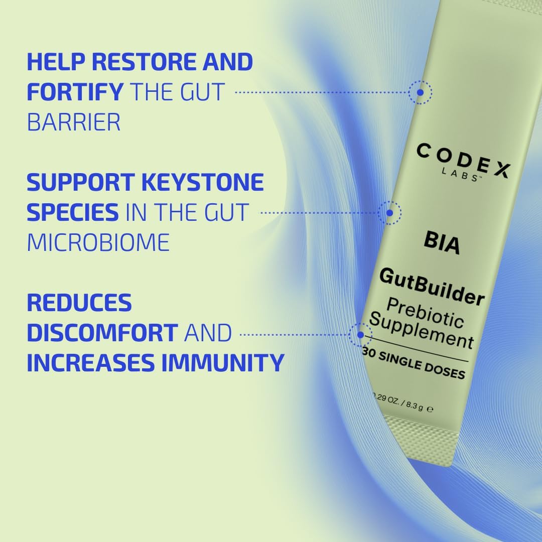 Prebiotics for Digestive Health & Immune System Support – Dietary Fibers, Antioxidants & Superfoods for Gut Barrier Strength & Gut Microbiome Balance | 30-Day Supply | Codex Labs BIA GutBuilder