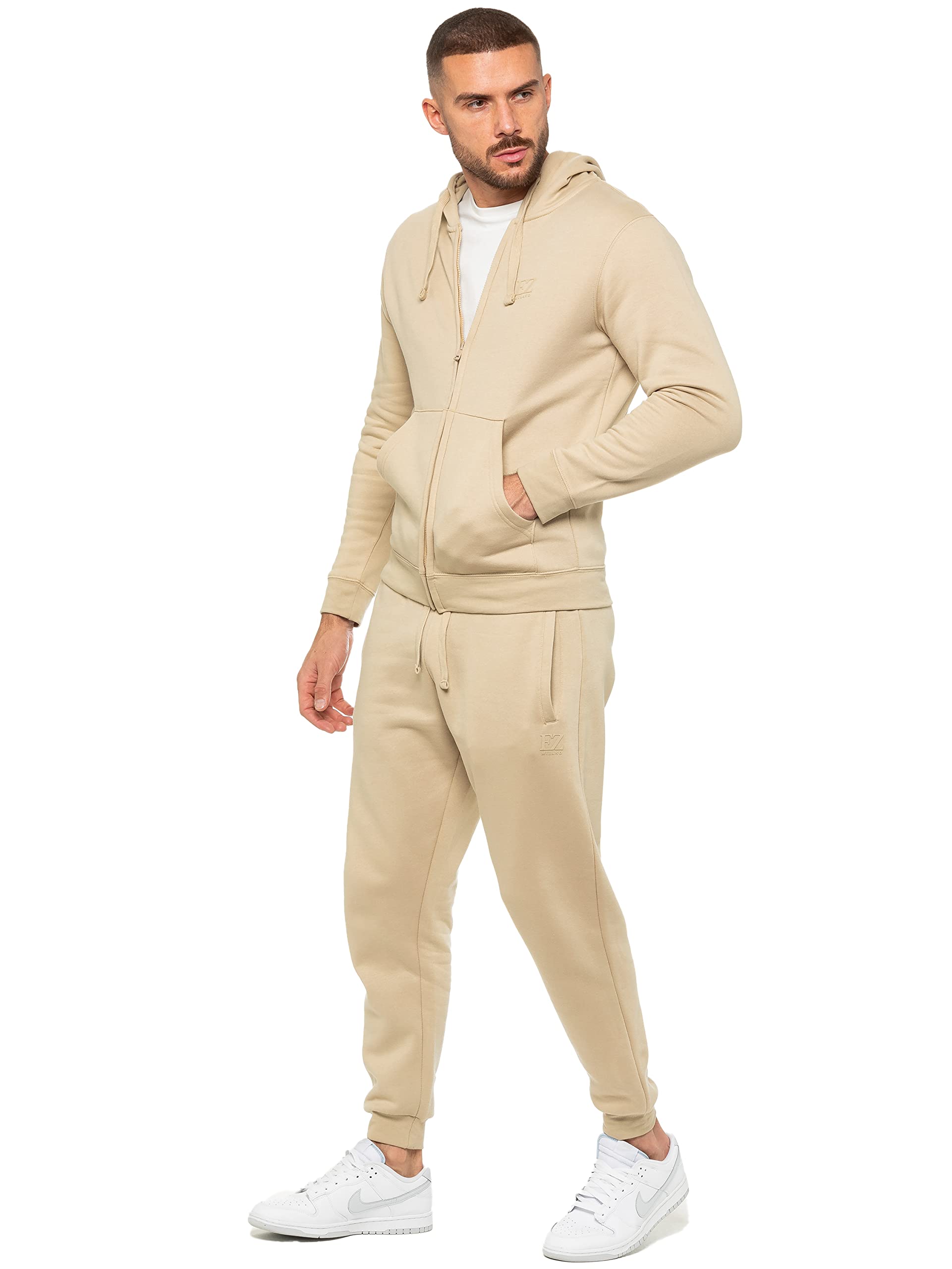 989Zé ENZO Męski zestaw dresowy z długim rękawem Essential Casual Zip Up bluza z kapturem i spodnie dresowe z mankietami joggery