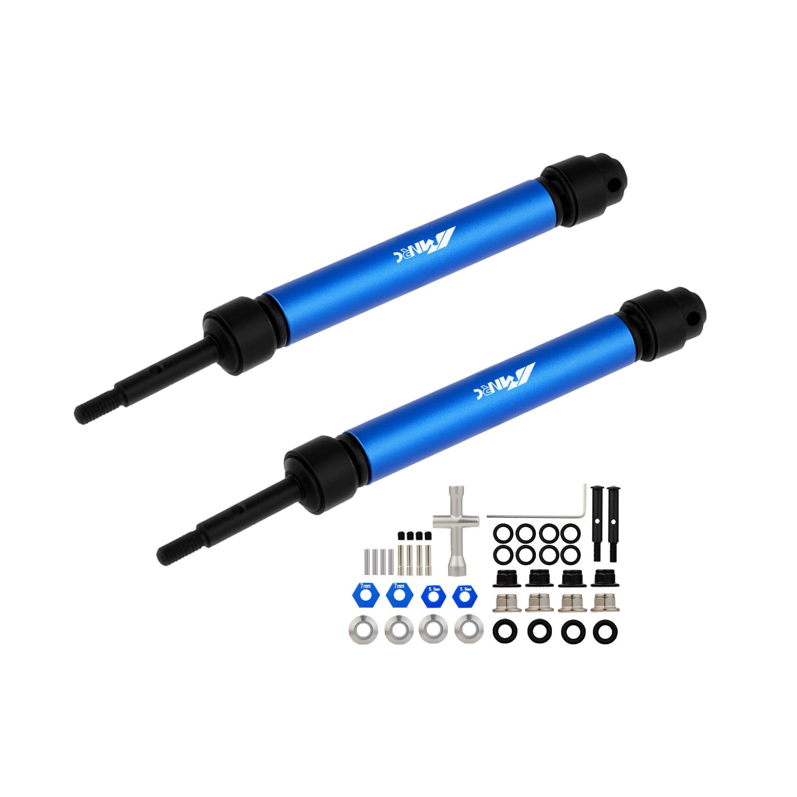 NMNRC Adjustable 2Pcs Rear Driveshaft Kit for 1/10 Slash 2WD Drive Shaft Bandit Stampede Rustler Hoss VXL Series Upgrades Part Blue