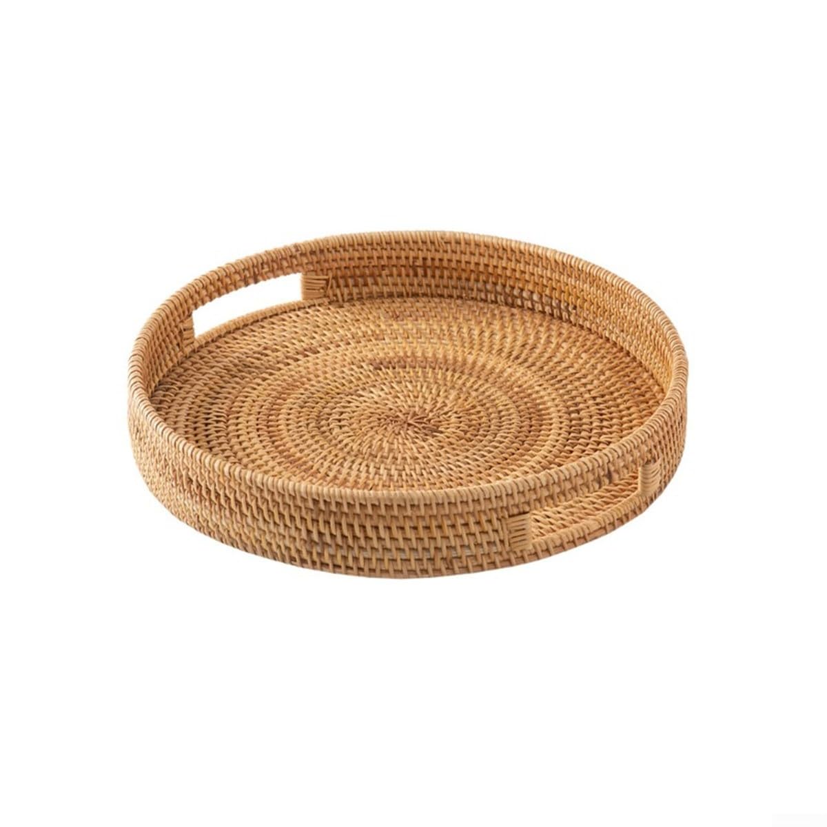 Élégant plateau de service en rotin pour la maison et la cuisine, idéal pour servir des collations, des boissons et des fruits (35 cm)