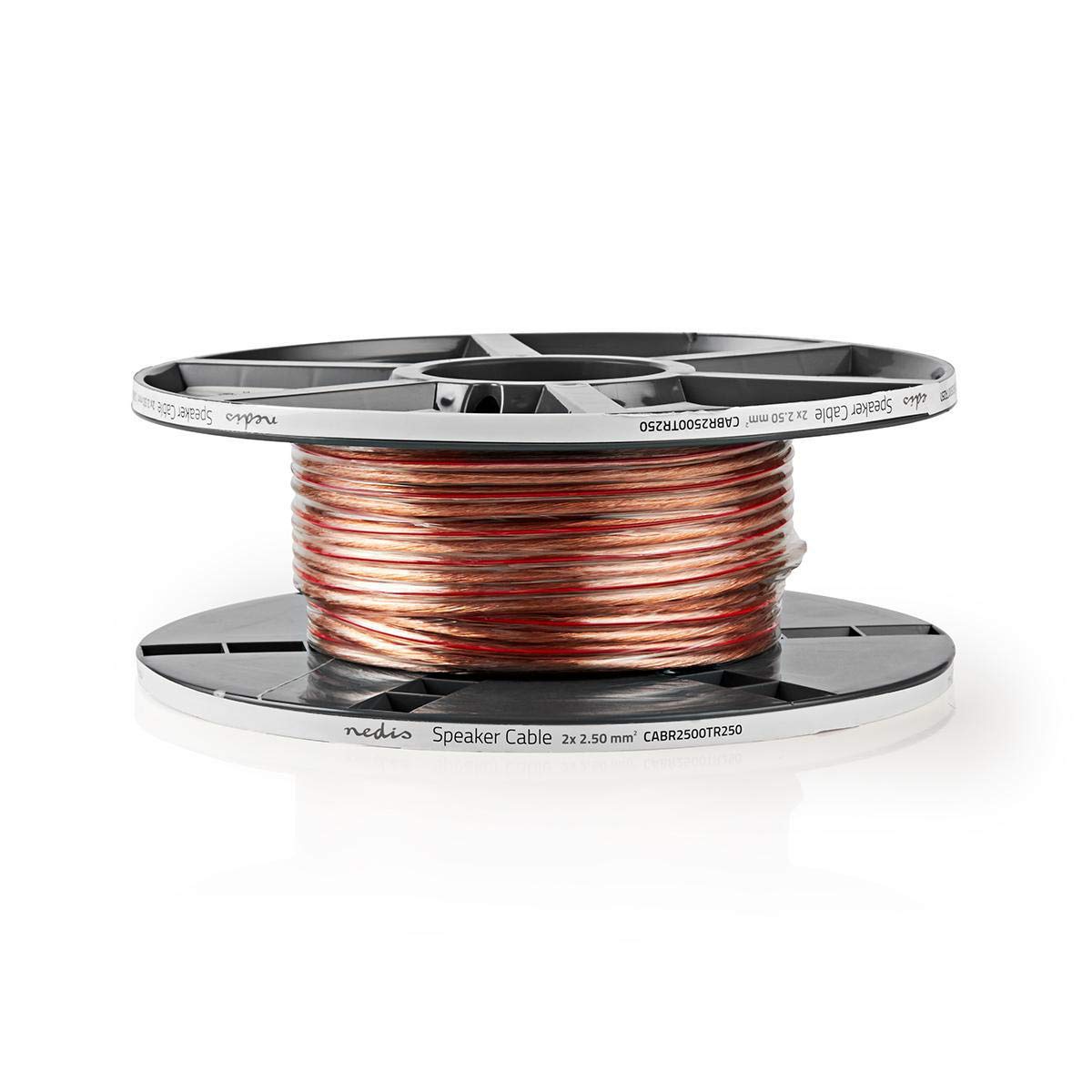NEDIS - Cavo per altoparlante, 2 x 2,5 mm2, 25 m, colore: Trasparente