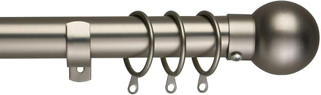 Home Treats Extendable Metal Curtain Pole 28mm. Includes, Rings, Finals & Fittings. (70-120 cm, Satin Nickel)