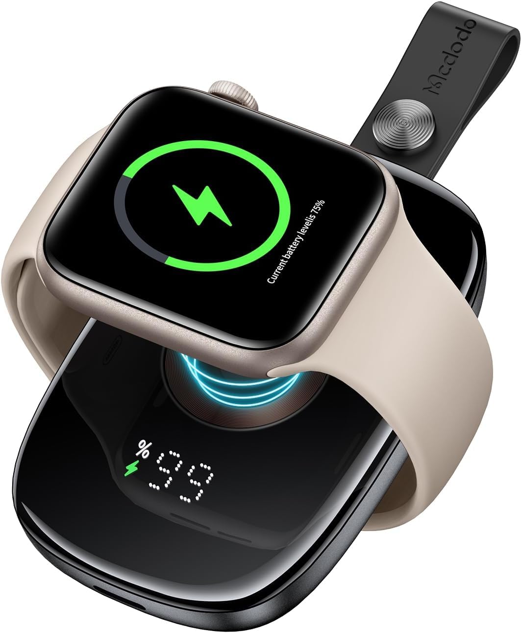 Mcdodo 1200mAh Portable Power Bank for Apple Watch with LED Display Wireless Magnetic iWatch Charger with Keychain for
