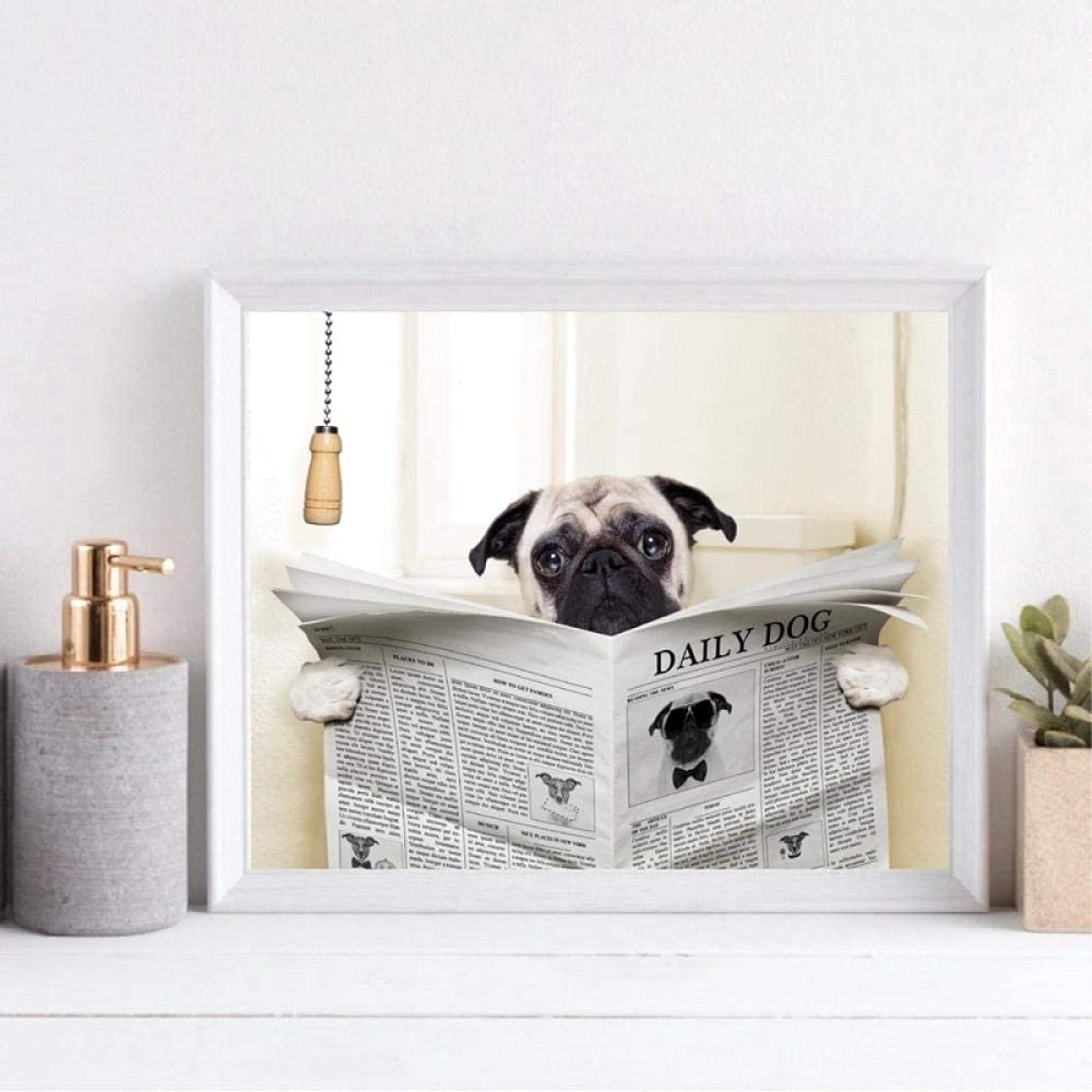 Simlayton Targa In Latta Decorativa Da Parete Con Cane Carlino Nero – Divertente Scritta "Lavare Le Zampe" – Vintage 20x30 Cm Per Bagno O Cucina