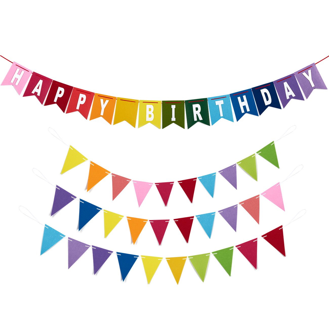 Blue Panda Happy Birthday Banners 4 Piece Set Includes 1 Felt