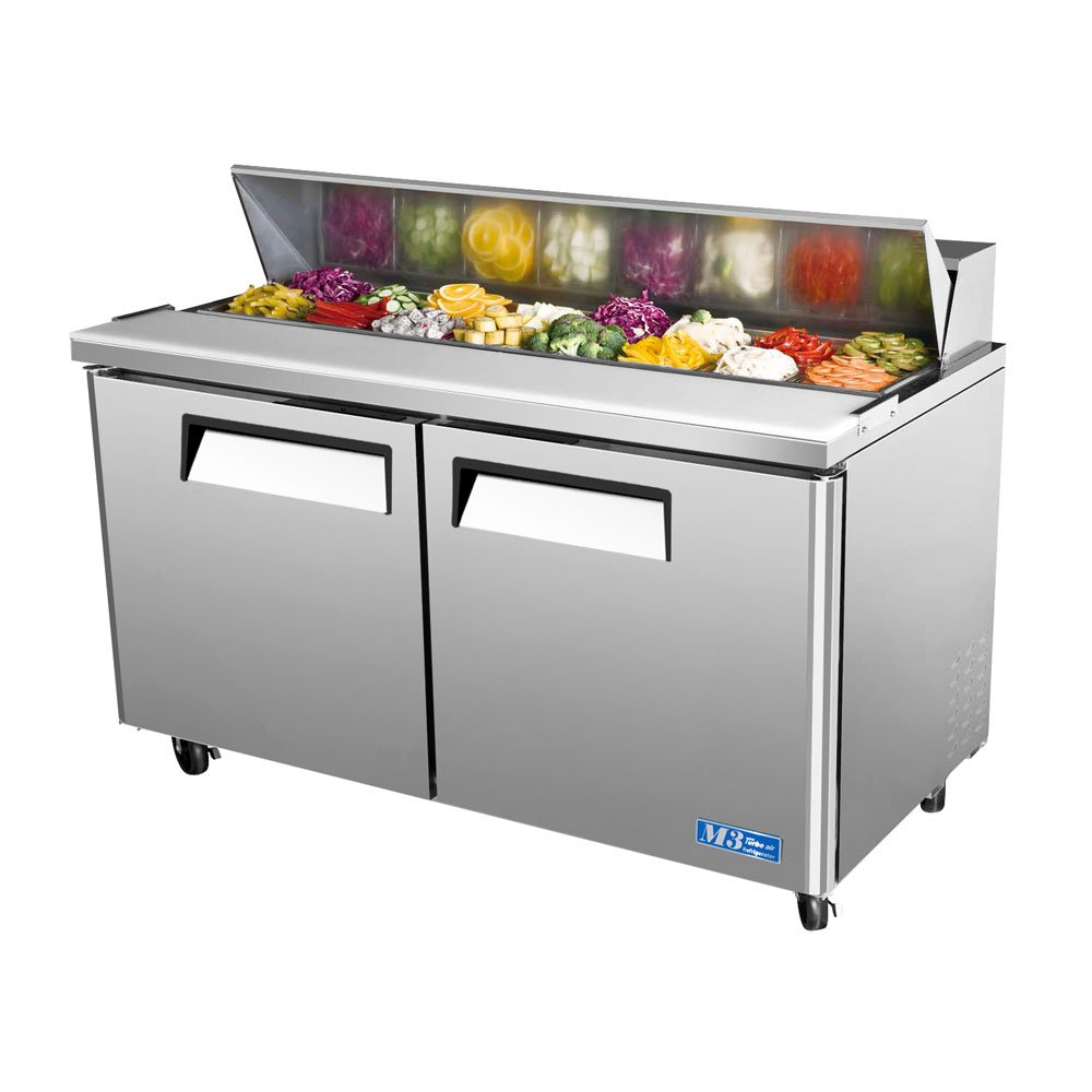 Turbo Air MST-60 Refrigerated Prep Table, 16 Pan, Two Door, 16 cu ft