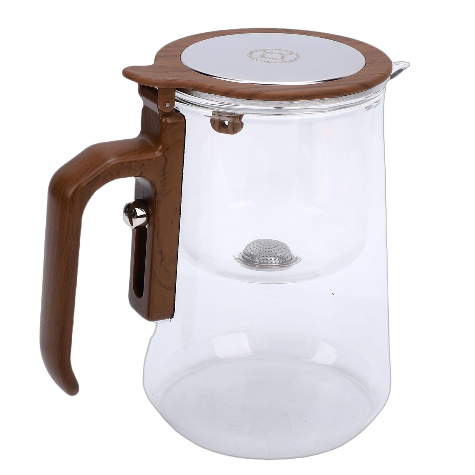TOPINCN Tetera in Vetro Borosilicato con Infusore in Acciaio Inox e Coperchio Sicuro per Amanti del tè, 30oz Impugnatura Ergonomica Infusione con un Pulsante (600 ml)