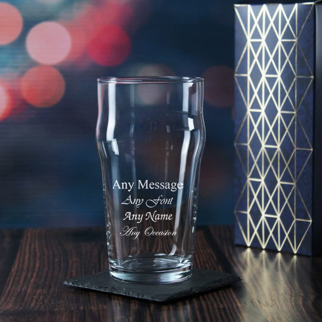 Verre à bière classique gravé 570 ml avec coffret cadeau