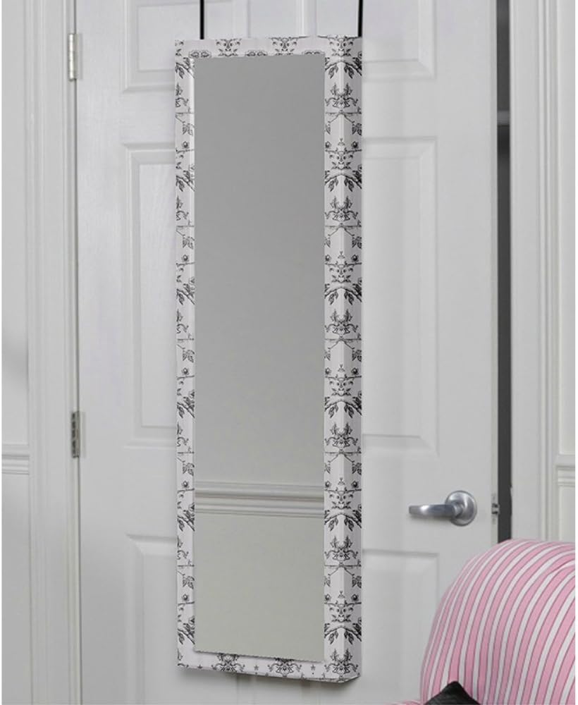 Mirrotek 3VU1448BWFL Triple View Professional Over The Door Dressing Mirror with 4 Mirrors, Toile