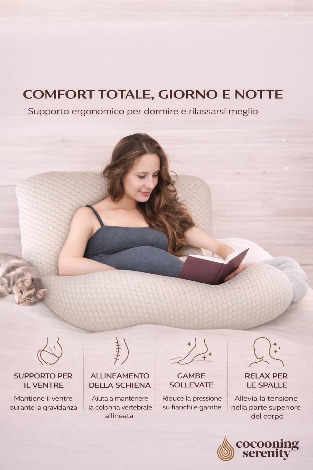 Cuscino Gravidanza XXL Cuscino Maternità Ergonomico 360° per Dormire in Gravidanza – Supporto per Pancia, Schiena, Fianchi e Gambe – Cuscino Allattamento con Fodera Lavabile