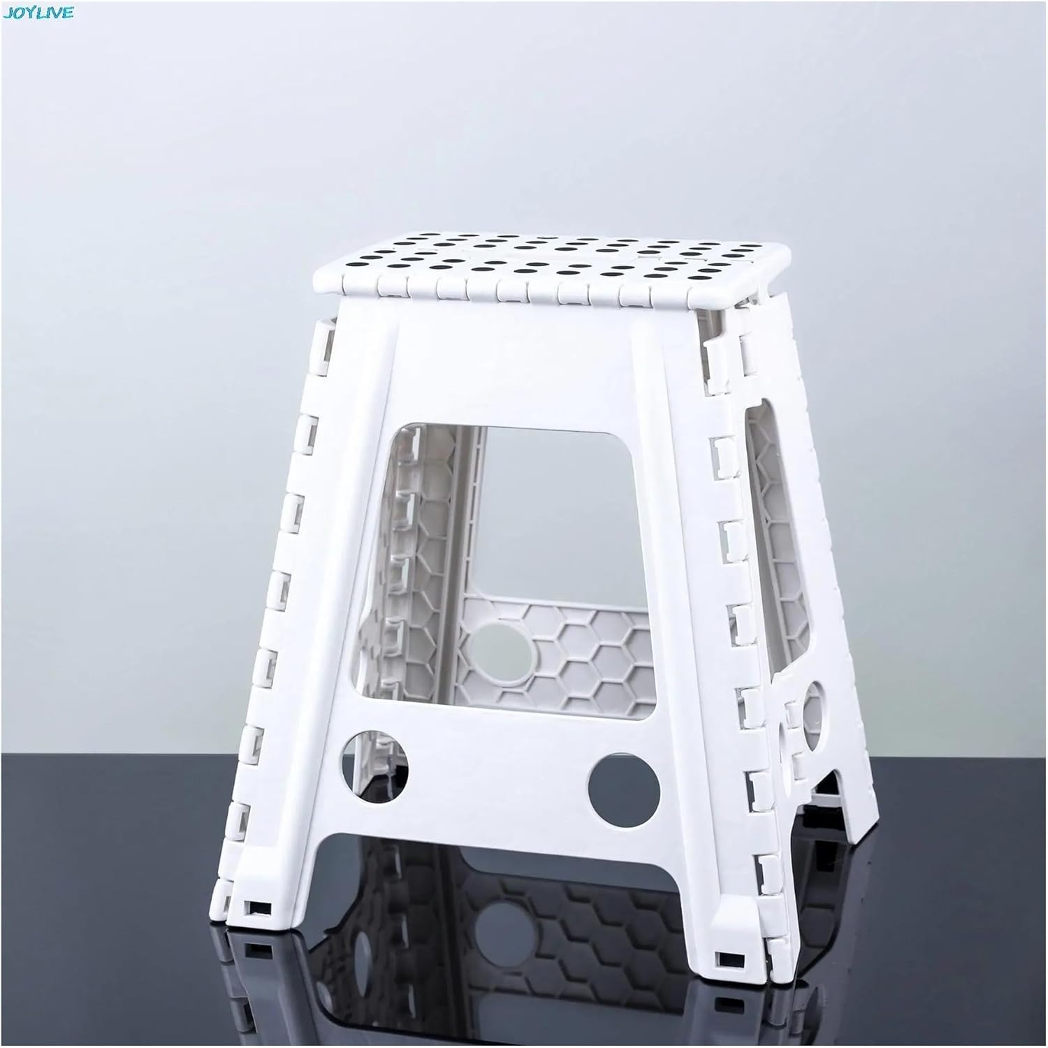 PP Plastic Folding Stool Portable Outdoor Camping Non-Slip Picnic Fishing Chair(24X20X18cm White)