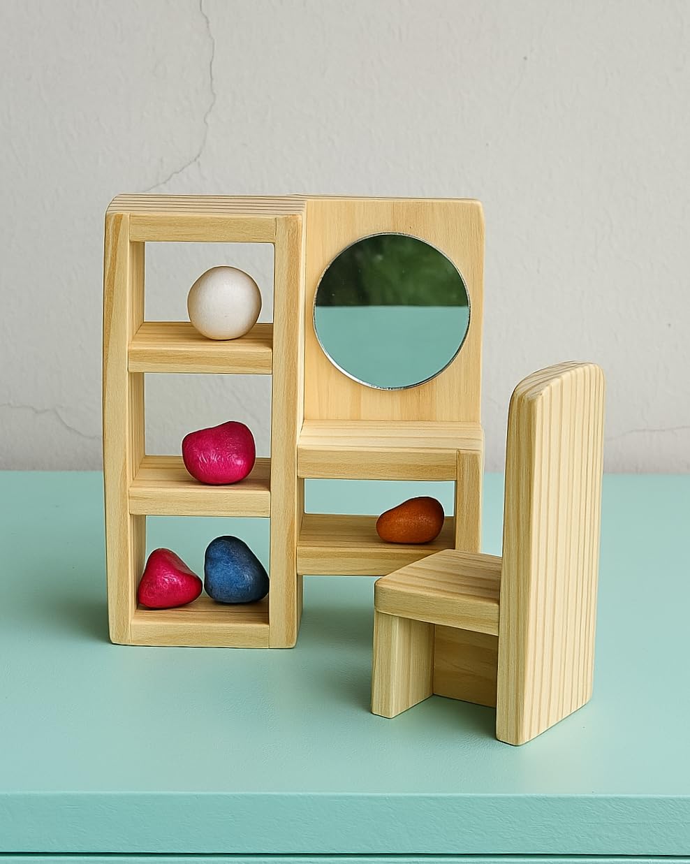 TinyMinyWorld Dollhouse Accessories Doll House Furniture Set (Wooden): Drawing Room - Kitchen - Bedroom - Toilet for Your Dream Doll House Best Birthday Gift (Bed Room Grand) - Image 7 thumbnail