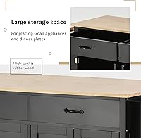 Vista 66 de LUMISOL Carrito de isla de cocina con ruedas de bloqueo con 2 cajones y 4 gabinetes, isla de cocina rodante con estantes ajustables, mesa de madera